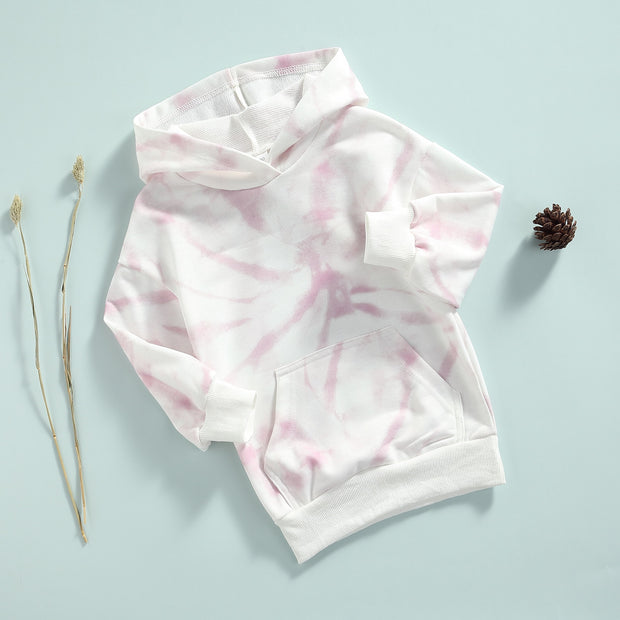 Girls Tie-Dye Printed Big Pocket Pullover Hoodie - BABY VIBES & CO.
