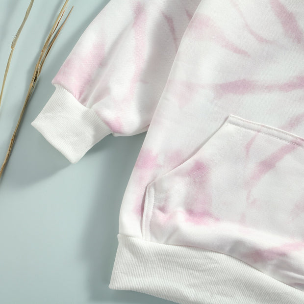 Girls Tie-Dye Printed Big Pocket Pullover Hoodie - BABY VIBES & CO.
