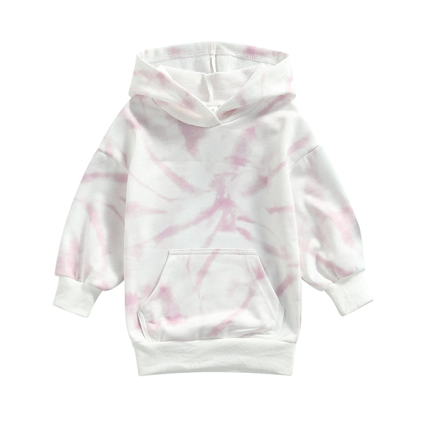 Girls Tie-Dye Printed Big Pocket Pullover Hoodie - BABY VIBES & CO.