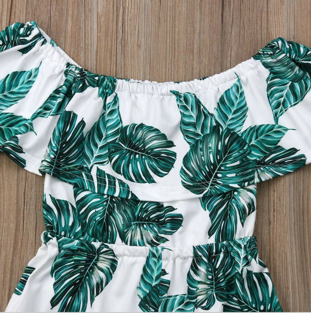 Toddler Leaf Boho Romper 3-8Y - BABY VIBES & CO.