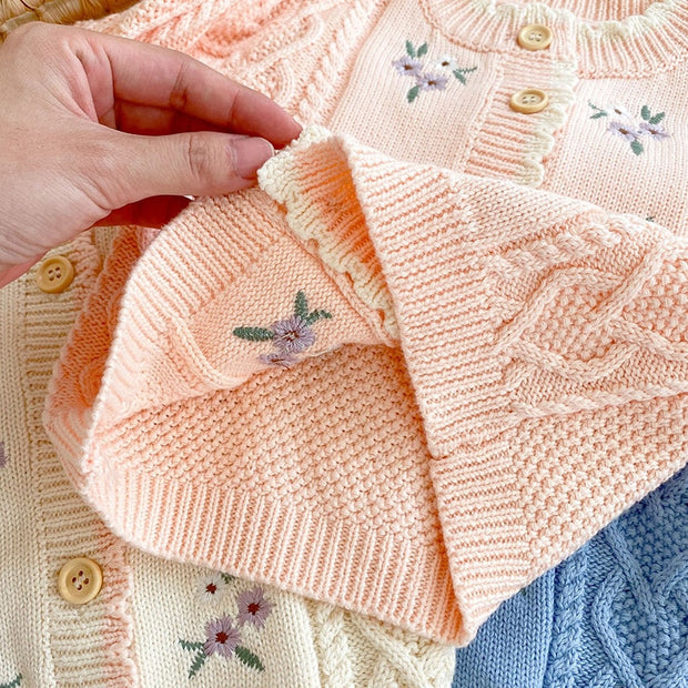 Vintage Floral Embroidered Cardigan 6M-3T BABY VIBES & CO.