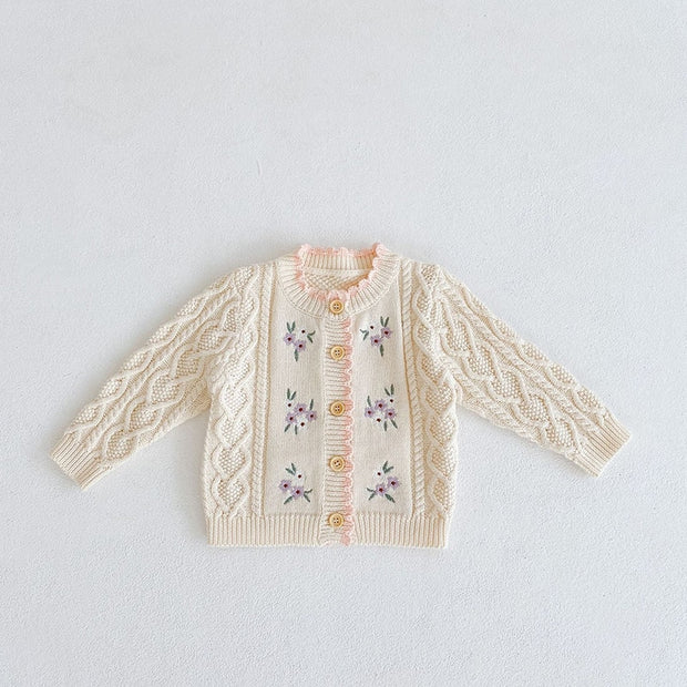 Vintage Floral Embroidered Cardigan 6M-3T BABY VIBES & CO.