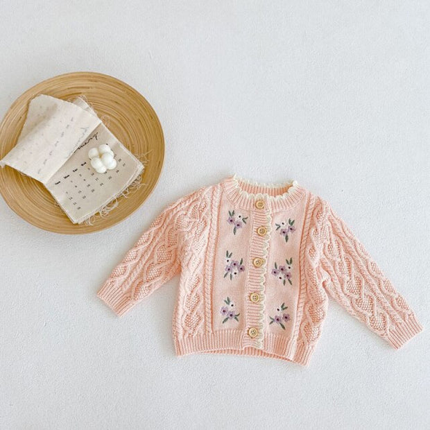 Vintage Floral Embroidered Cardigan 6M-3T BABY VIBES & CO.