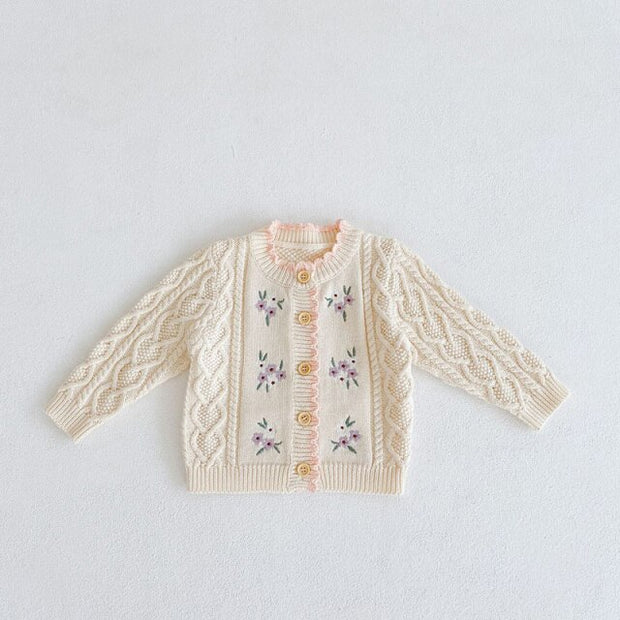 Vintage Floral Embroidered Cardigan 6M-3T BABY VIBES & CO.