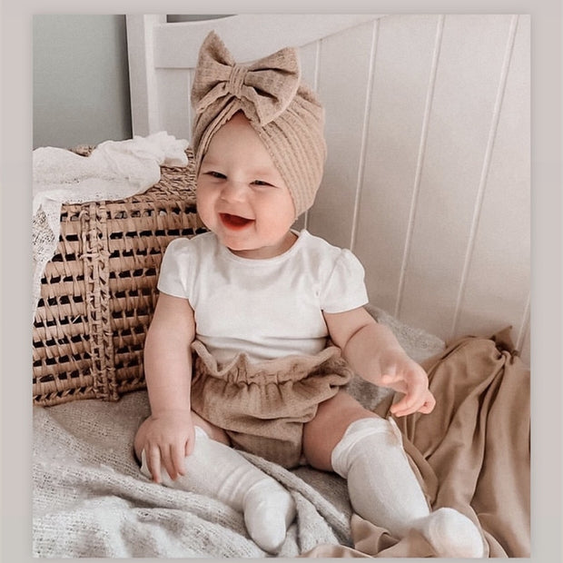 Bow Knitted Waffe Turban - BABY VIBES & CO.