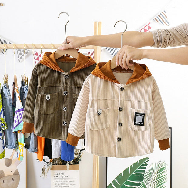 Corduroy Long Sleeve Hooded Jacket BABY VIBES & CO.