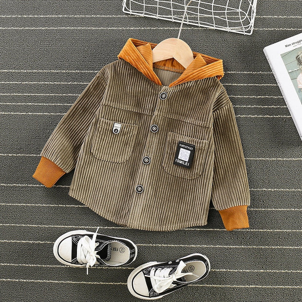 Corduroy Long Sleeve Hooded Jacket BABY VIBES & CO.