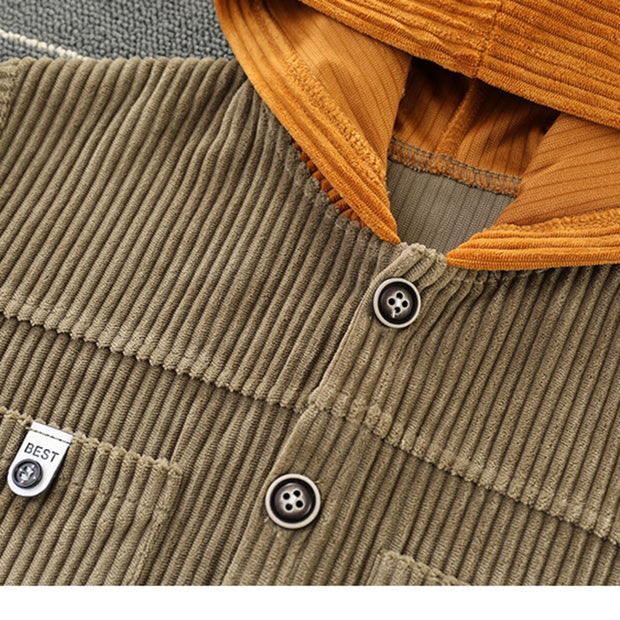 Corduroy Long Sleeve Hooded Jacket BABY VIBES & CO.