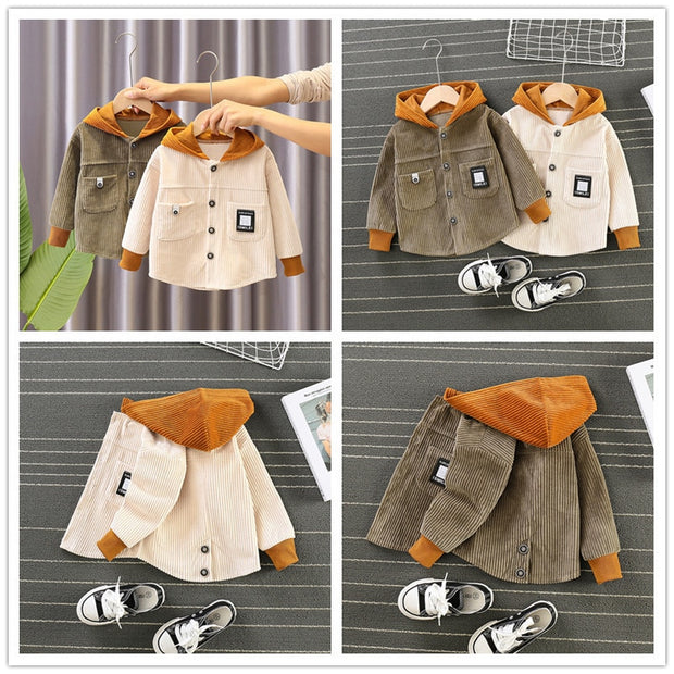 Corduroy Long Sleeve Hooded Jacket BABY VIBES & CO.