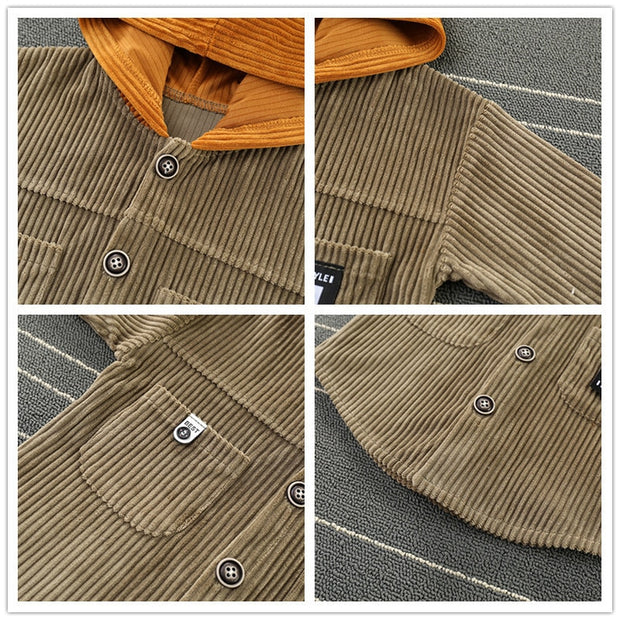 Corduroy Long Sleeve Hooded Jacket BABY VIBES & CO.