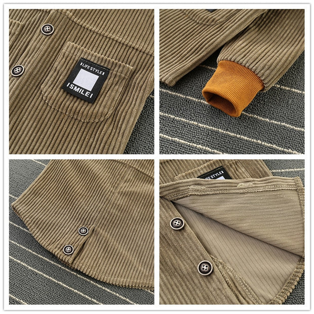 Corduroy Long Sleeve Hooded Jacket BABY VIBES & CO.