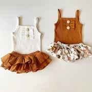Floral Boho Tops+Ruffle Tutu Skirt Set - BABY VIBES & CO.