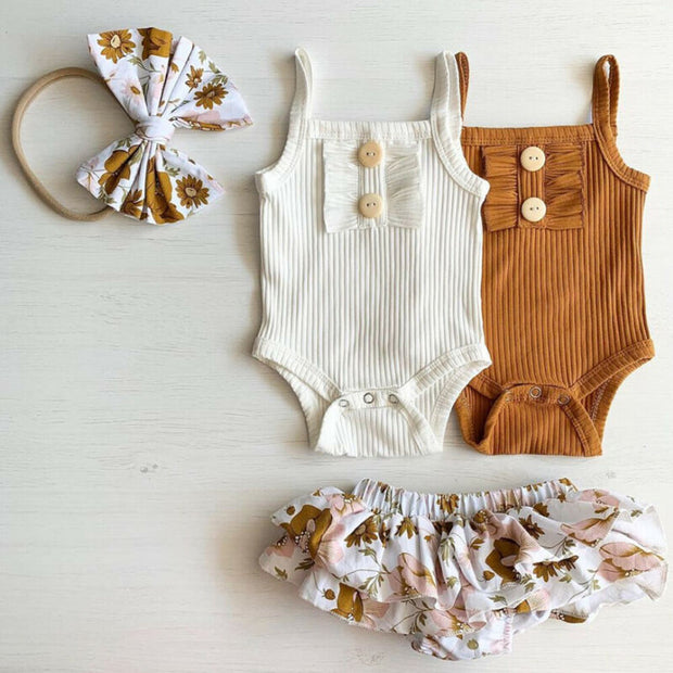 Floral Boho Tops+Ruffle Tutu Skirt Set - BABY VIBES & CO.
