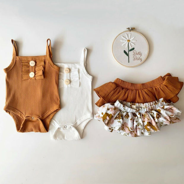 Floral Boho Tops+Ruffle Tutu Skirt Set - BABY VIBES & CO.