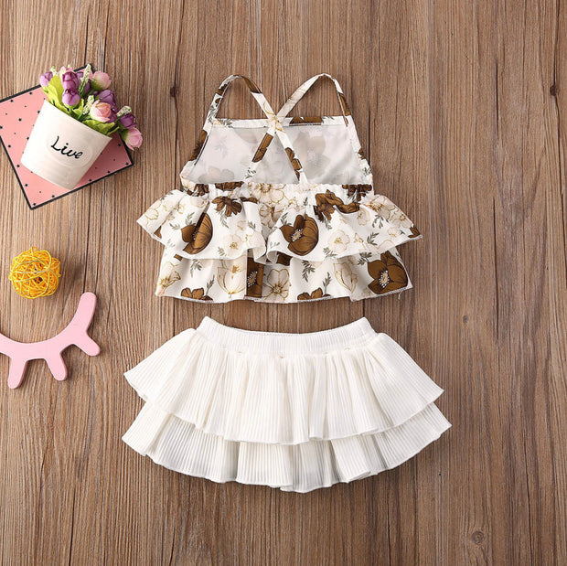 Floral Boho Tops+Ruffle Tutu Skirt Set - BABY VIBES & CO.