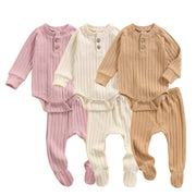Ribbed Neutral Long Sleeve + Footies 0-18M BABY VIBES & CO.