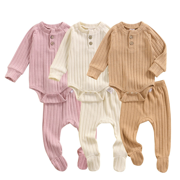 Ribbed Neutral Long Sleeve + Footies 0-18M BABY VIBES & CO.
