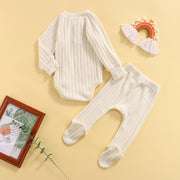 Ribbed Neutral Long Sleeve + Footies 0-18M BABY VIBES & CO.