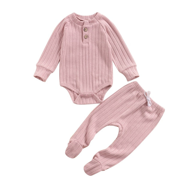 Ribbed Neutral Long Sleeve + Footies 0-18M BABY VIBES & CO.