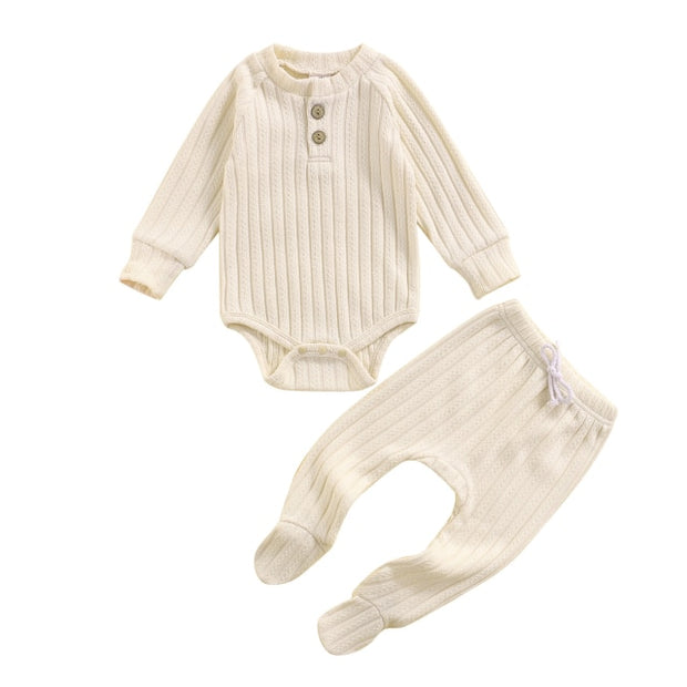 Ribbed Neutral Long Sleeve + Footies 0-18M BABY VIBES & CO.