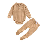 Ribbed Neutral Long Sleeve + Footies 0-18M BABY VIBES & CO.