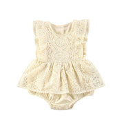 Baby Girl Creamy White Boho Lace Romper 0-24M BABY VIBES & CO.