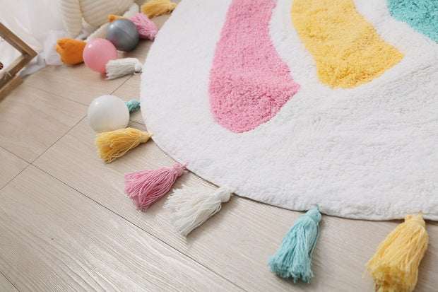 Boho Rainbow Tassel Rug BABY VIBES & CO.