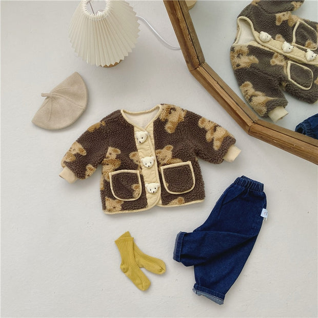 Neutral Teddy Bear Fleece Outerwear 9M-4T - BABY VIBES & CO.