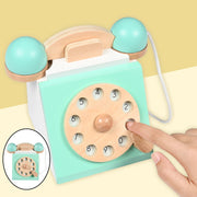 Vintage Boho Antique Wooden Dial Telephone Learning Toy BABY VIBES & CO.