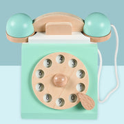 Vintage Boho Antique Wooden Dial Telephone Learning Toy BABY VIBES & CO.