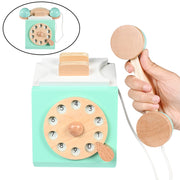 Vintage Boho Antique Wooden Dial Telephone Learning Toy BABY VIBES & CO.