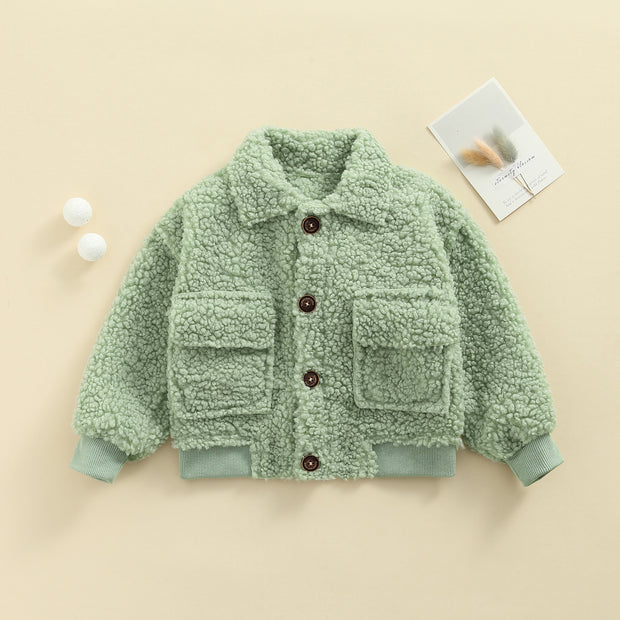 THE "LET ME BE FUZZY" FLEECE BUTTON-DOWN 12M-3T BABY VIBES & CO.