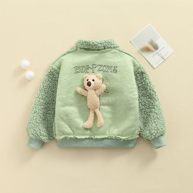 THE "LET ME BE FUZZY" FLEECE BUTTON-DOWN 12M-3T BABY VIBES & CO.
