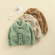 THE "LET ME BE FUZZY" FLEECE BUTTON-DOWN 12M-3T BABY VIBES & CO.