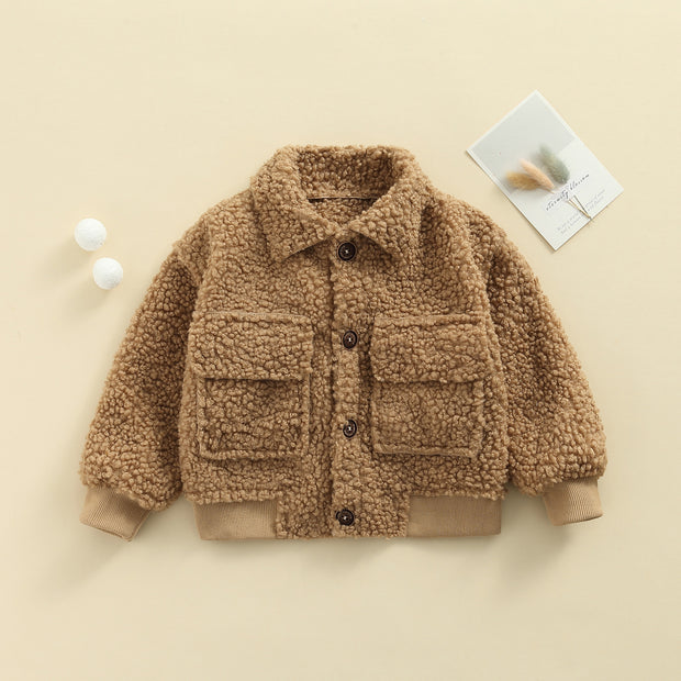 THE "LET ME BE FUZZY" FLEECE BUTTON-DOWN 12M-3T BABY VIBES & CO.