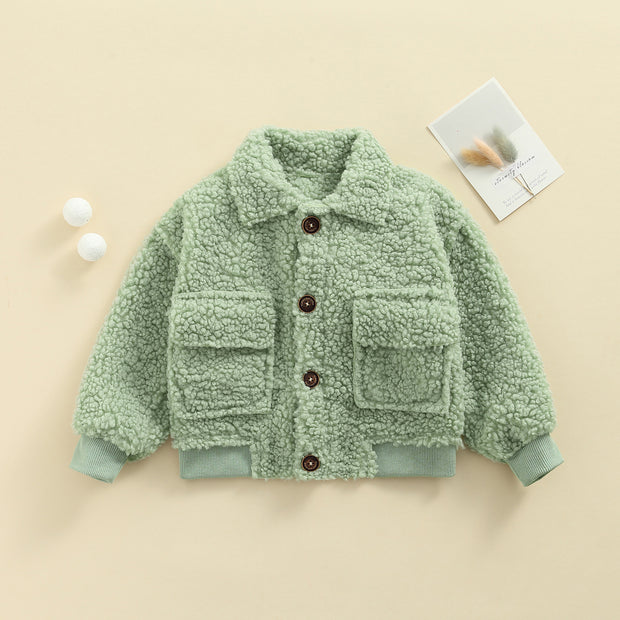 THE "LET ME BE FUZZY" FLEECE BUTTON-DOWN 12M-3T BABY VIBES & CO.
