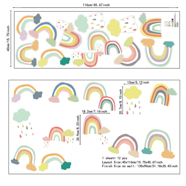 Boho Rainbow Watercolour Home Decor Wall Sticker Self-Adhesive Nursery Decal BABY VIBES & CO.
