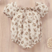 Short Sleeve Neutral Floral Body Suit BABY VIBES & CO.