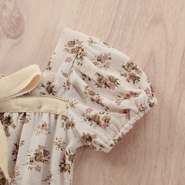 Short Sleeve Neutral Floral Body Suit BABY VIBES & CO.