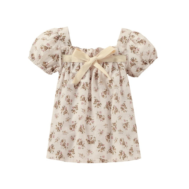 Short Sleeve Neutral Floral Body Suit BABY VIBES & CO.
