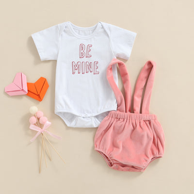 BE MINE BAE 2 PC SUSPENDER BODYSUIT SET 3M-24M BABY VIBES & CO.