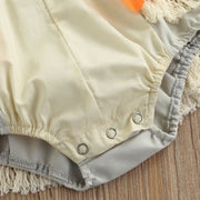 Speggetti Strap Criss Cross Flower & Fringe Romper BABY VIBES & CO.