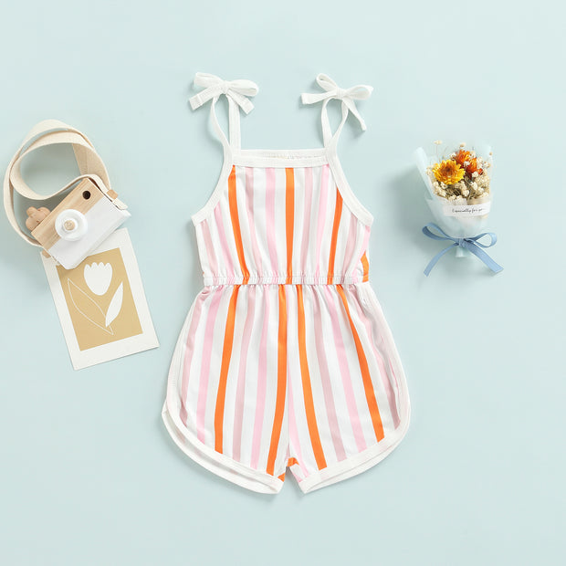 BABY GIRLS FLOWERS & STRIPES TIE UP ROMPER BABY VIBES & CO.
