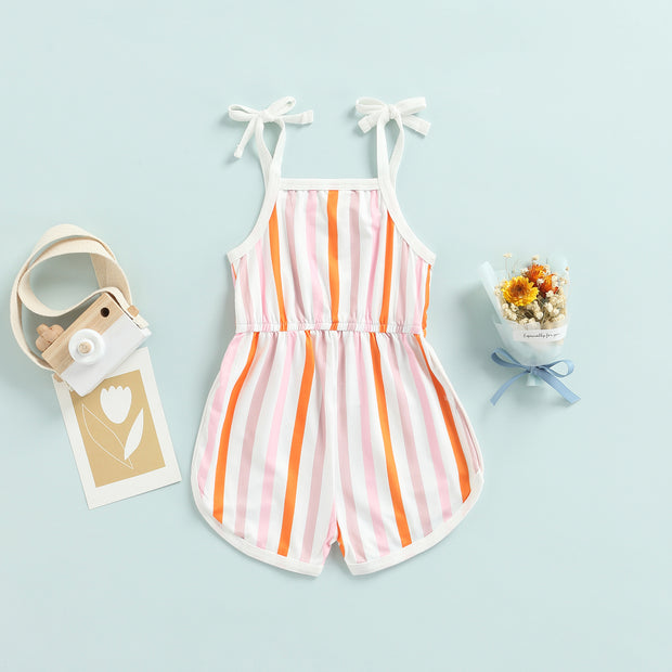 BABY GIRLS FLOWERS & STRIPES TIE UP ROMPER BABY VIBES & CO.