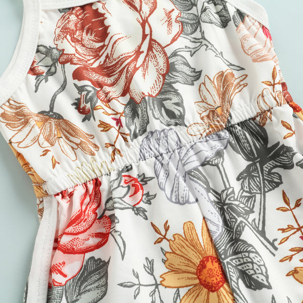 BABY GIRLS FLOWERS & STRIPES TIE UP ROMPER BABY VIBES & CO.