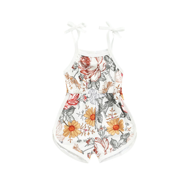 BABY GIRLS FLOWERS & STRIPES TIE UP ROMPER BABY VIBES & CO.