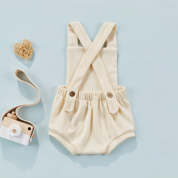 Ribbed Solid Sleeveless Suspender Style Romper Overalls BABY VIBES & CO.