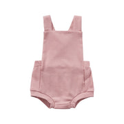 Ribbed Solid Sleeveless Suspender Style Romper Overalls BABY VIBES & CO.