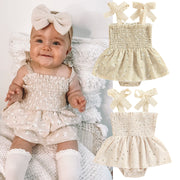 Rosey Lei Flower Printed Sleeveless Tie Up Jumper Dress BABY VIBES & CO.