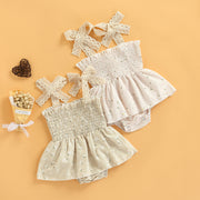 Rosey Lei Flower Printed Sleeveless Tie Up Jumper Dress BABY VIBES & CO.